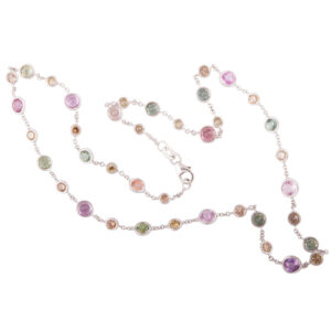 Pastel Sapphire and Champagne Diamond Necklace