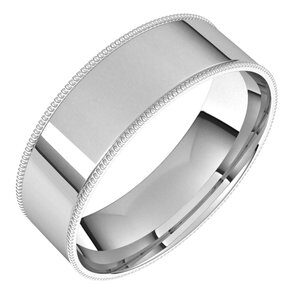 Platinum 6 mm Milgrain Flat Comfort Fit Band Size 6.5