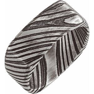 Damascus Steel 8 mm Patterned Square Band Size 7