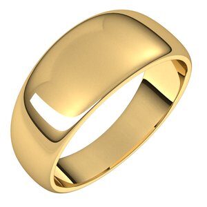 14K Yellow 8 mm Half Round Tapered Band Size 14