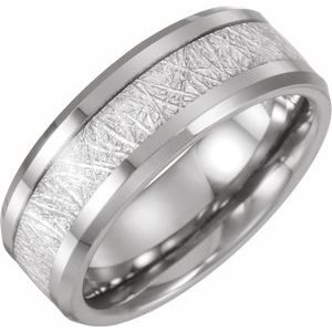 Tungsten Band with Imitation Meteorite Inlay Size 8.5