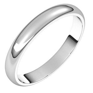 Platinum 3 mm Half Round Band Size 15.5
