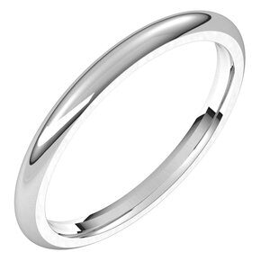 Platinum 2 mm Half Round Comfort Fit Band Size 13.5