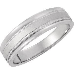 Platinum 6 mm Tapered Band with Milgrain