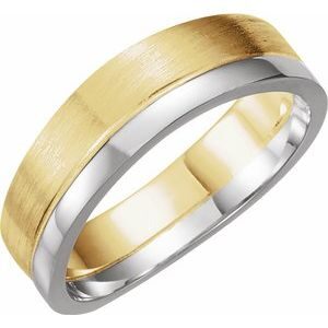 14K Yellow/White 6 mm Curved Band with Polished & Satin Finish Size 7
