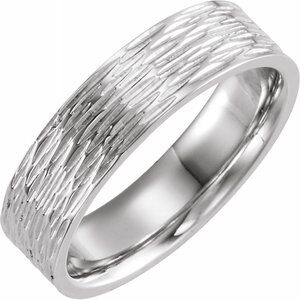 Platinum 6 mm Tree Bark Pattern Band Size 11.5