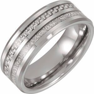 Tungsten Band with Imitation Meteorite & Carbon Fiber Inlay Size 12.5