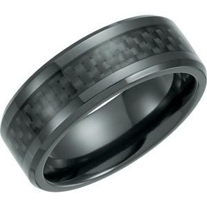 Black Titanium 8 mm Beveled-Edge Band with Black Carbon Fiber Inlay