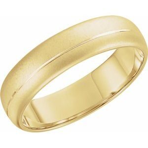 14K Yellow 6 mm Grooved Band with Beadblast Finish Size 7