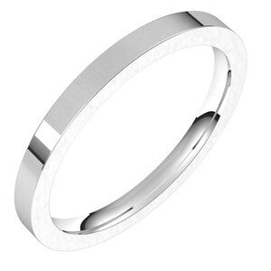 14K White 2 mm Flat Comfort Fit Band Size 11