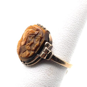 Victorian Tigereye Soldier Cameo in 10KYG