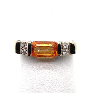 Orange Sapphire and Diamond Ring in 18KYG