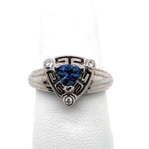 Trillion Sapphire and Diamond Ring in 14KWG