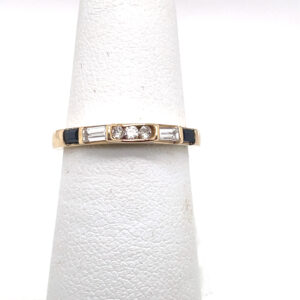 Diamond and Sapphire Concave Band in 14KYG