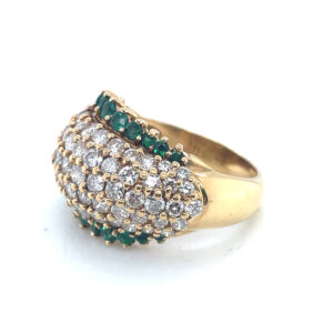 Emerald and Diamond Cluster Ring in 18KYG