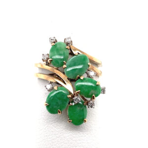 Jade and Diamond Ring in 14KYG