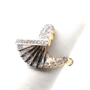 Diamond Fan Ring in 18K White and Yellow Gold