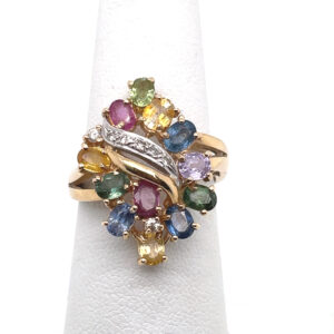 Multi-Stone Cluster Ring in 14KYG