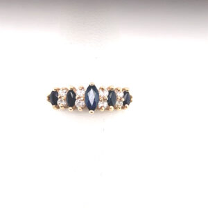 Marquise Sapphire and Diamond Ring in 14KYG
