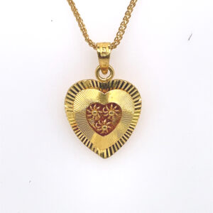 Heart Pendant with Flowers in 22KYG
