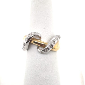 Twisted Diamond Ring in 14KYG with White Gold Accent