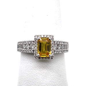 Yellow Sapphire and Diamond Ring in 14KWG