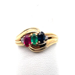 Sapphire, Emerald and Ruby Ring in 14KYG