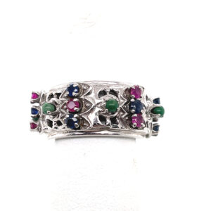 Eternity Band with Sapphires, Emeralds and Rubies in 18KWG