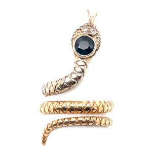 Sapphire Snake Ring in 14K Two-Tone Gold