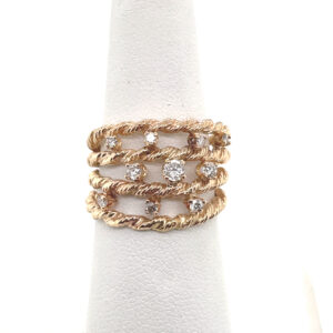 Woven-Style Diamond Ring in Yellow Gold