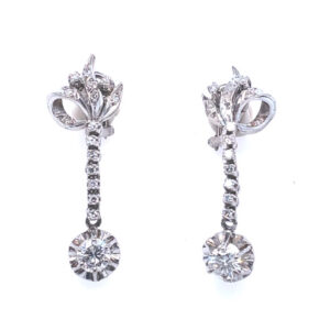 Diamond Drop Earrings in White Gold