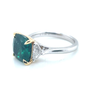 Emerald and Diamond Ring in 18KYG and Platinum