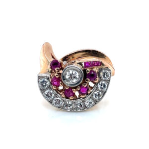 Ruby and Diamond Cluster Ring in 14KRG